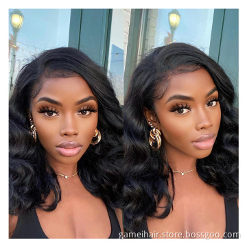 GM Short Bob Closure Wig Body Wave 13x4 Lace Front Human Hair Wigs for Black Women Brazilian Natural Pre Plucked Hairline Remy